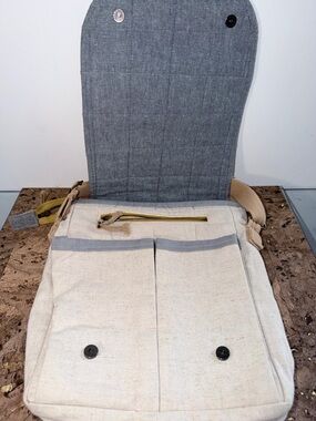 Quilted Canvas Messenger Bag with Gray Flap and Tan Strap 💼